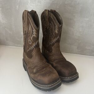 NINGO Men Waterproof Steel Toe Work Boots Leather Slip Resistant Cowboy Boot 7M‎